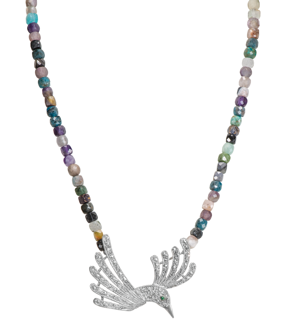 Alia for You mixed mineral necklace with 925 sterling silver phoenix pendant