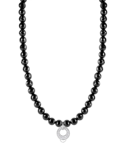 CHARM ONYX NECKLACE - MEDIUM CHARM CARRIER WITH WHITE ZIRCONIA