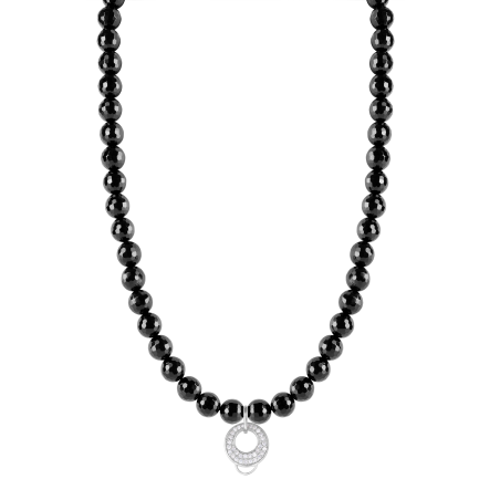 CHARM ONYX NECKLACE - MEDIUM CHARM CARRIER WITH WHITE ZIRCONIA