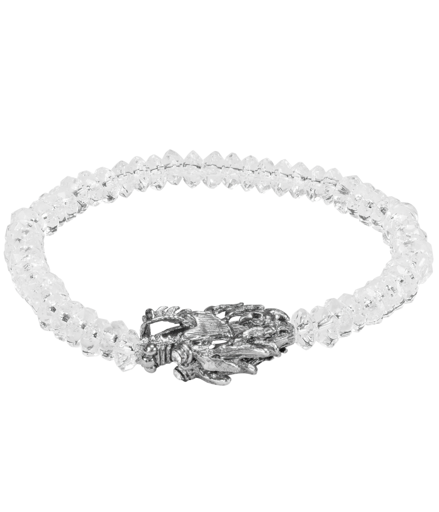 Alia for You rock-crystal bracelet with 925 sterling silver dragon