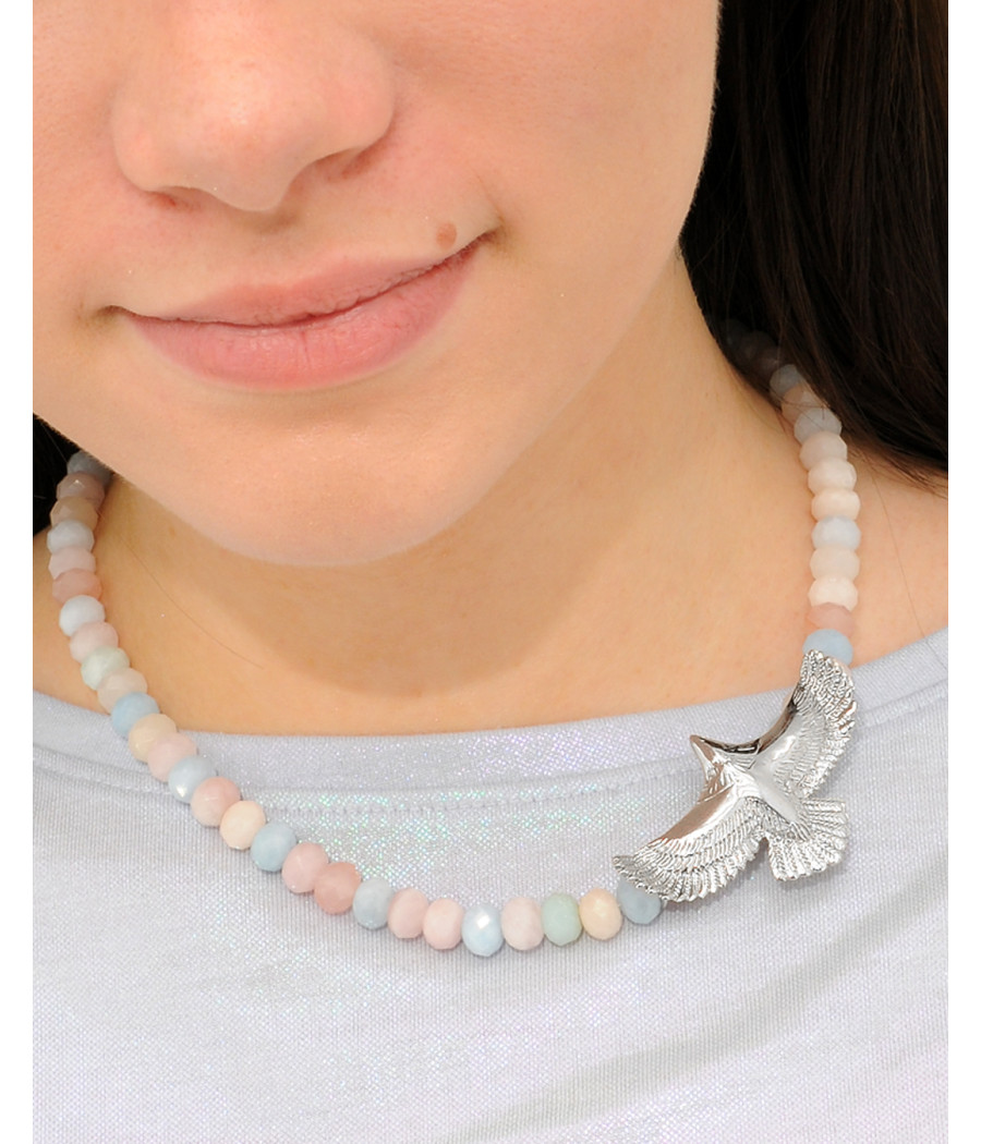 Alia for You beryl necklace with 925 sterling silver eagle pendant
