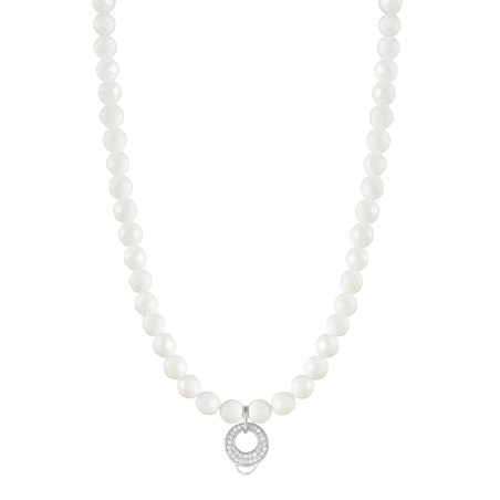 CHARM WHITE AGATE NECKLACE - MEDIUM CHARM CARRIER WITH WHITE ZIRCONIA