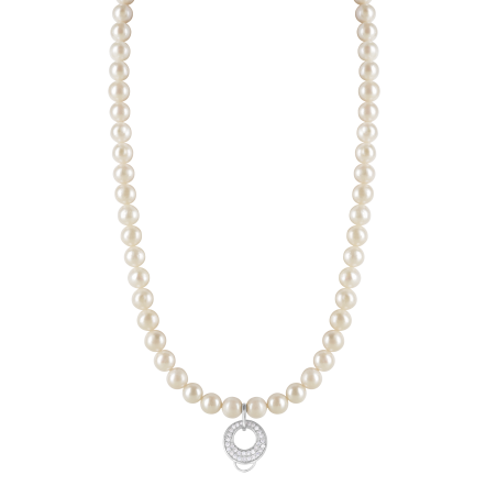 CHARM FRESHWATER PEARL NECKLACE - MEDIUM CHARM CARRIER WITH WHITE ZIRCONIA