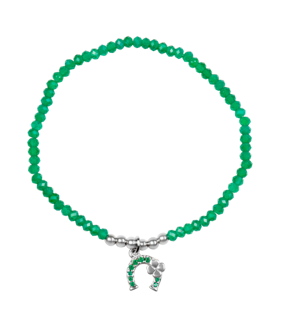Horseshoe 925 sterling silver green agate bracelet