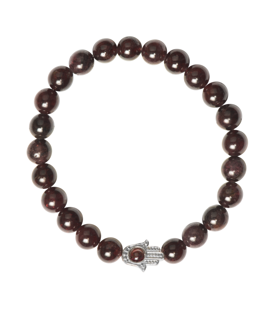 Hamsa 925 sterling silver almandine garnet bracelet