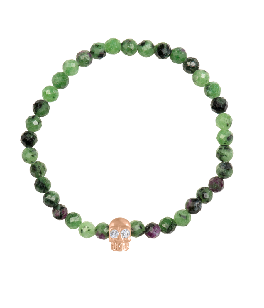 Skull 925 sterling silver zoisite bracelet