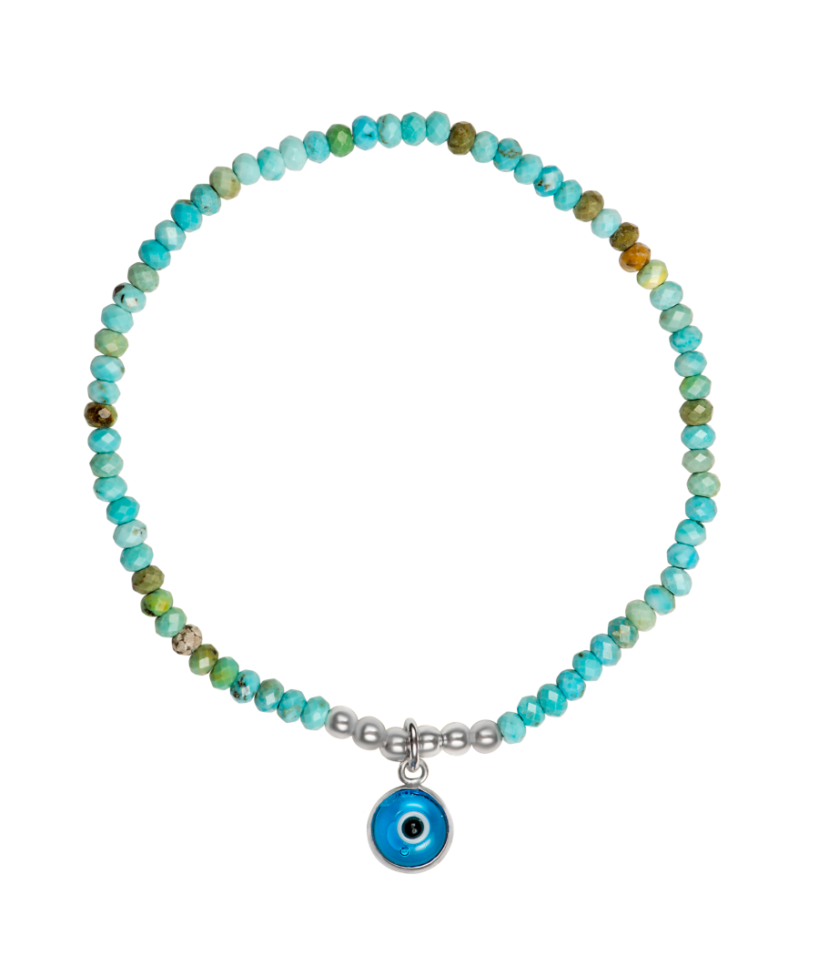 Evil eye 925 sterling silver turquoise bracelet