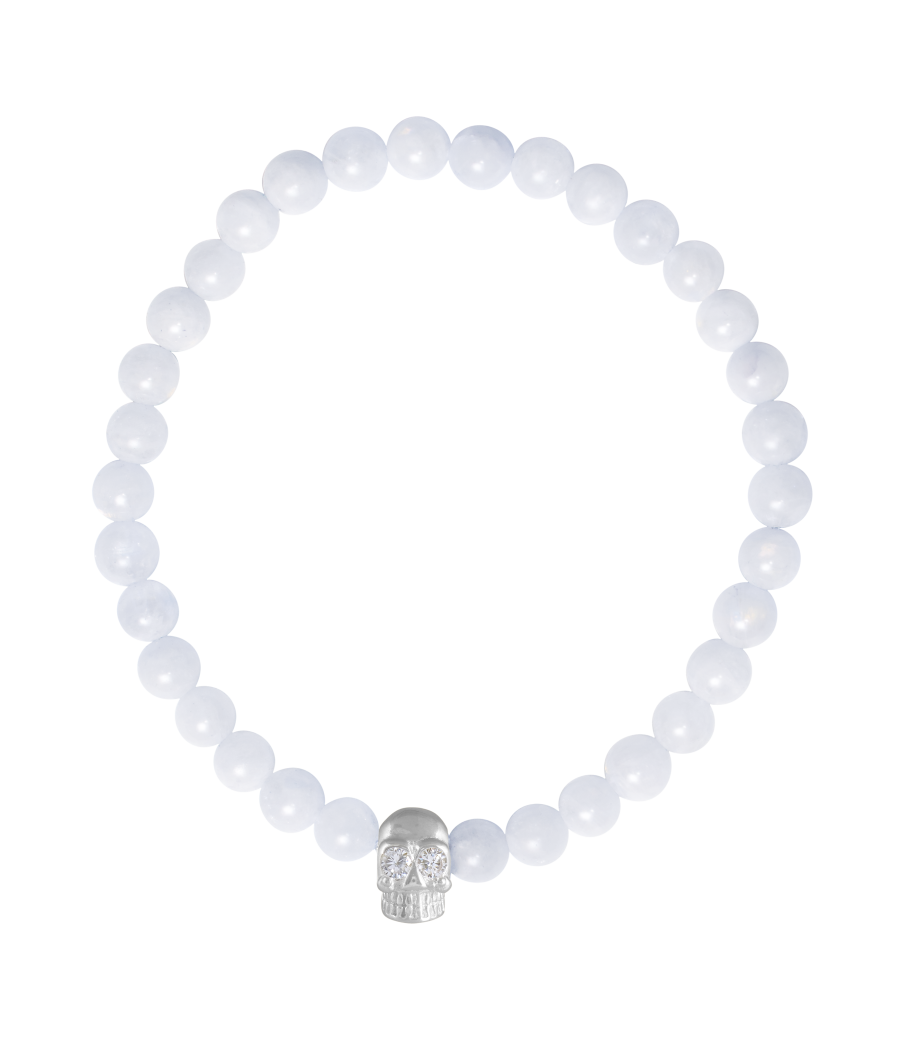 Skull 925 sterling silver moonstone bracelet