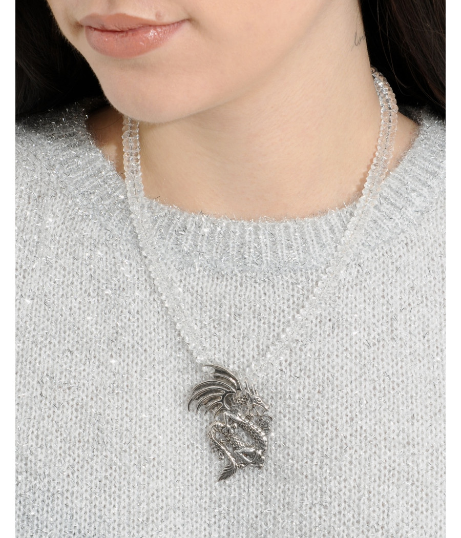 Alia for You hegyikristály nyaklánc 925-ös sterling ezüst sárkánnyal