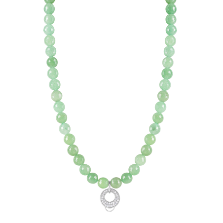 CHARM AVENTURINE NECKLACE - MEDIUM CHARM CARRIER WITH WHITE ZIRCONIA