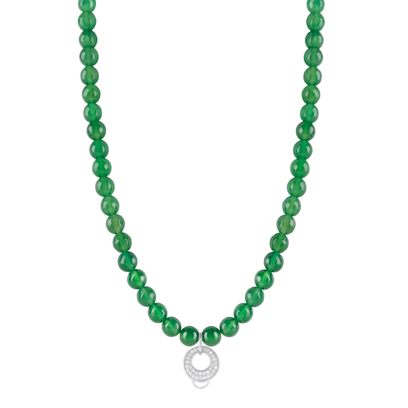 Green agate 925 sterling silver charm necklace