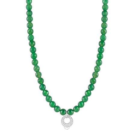 CHARM GREEN AGATE NECKLACE - MEDIUM CHARM CARRIER WITH WHITE ZIRCONIA