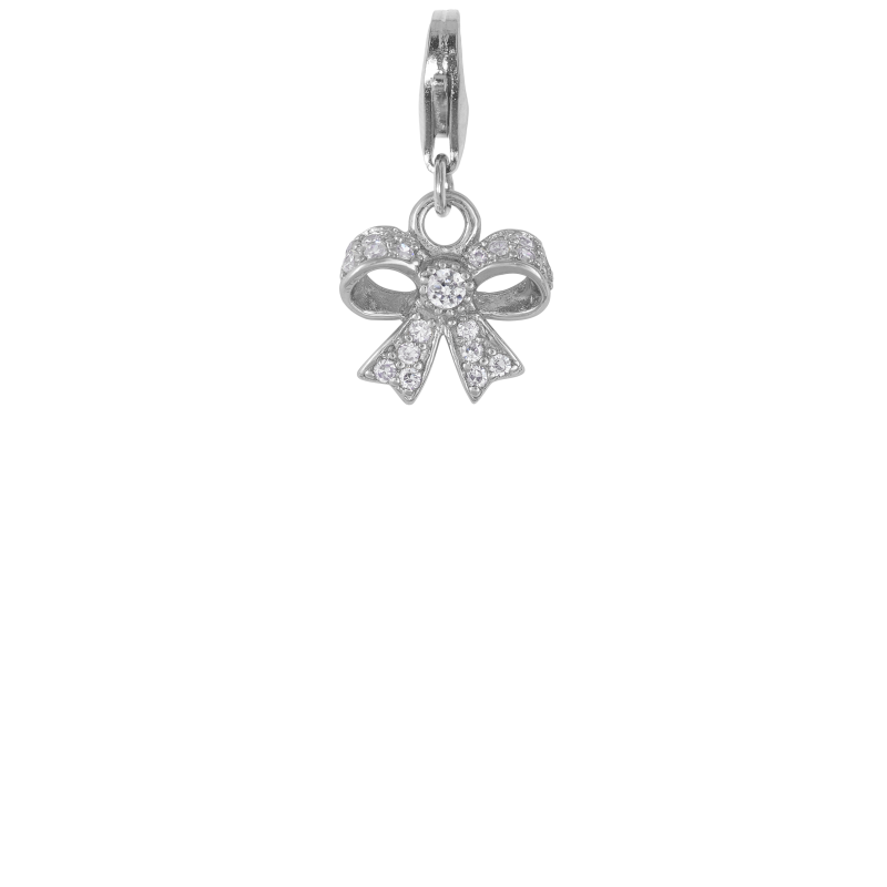 Alia for You 925 sterling silver ribbon charm with white zirconia