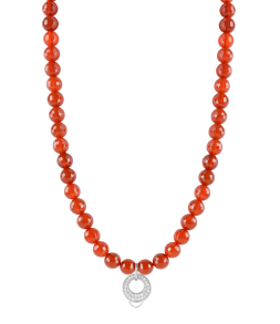 CHARM CARNELIAN NECKLACE - MEDIUM CHARM CARRIER WITH WHITE ZIRCONIA