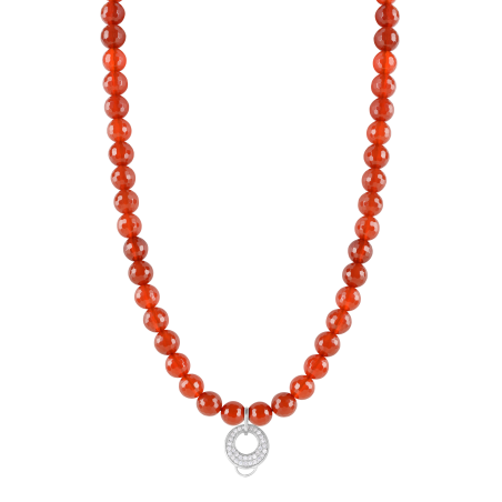 CHARM CARNELIAN NECKLACE - MEDIUM CHARM CARRIER WITH WHITE ZIRCONIA