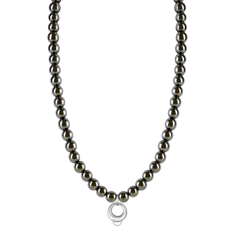 Black haematite 925 sterling silver charm necklace