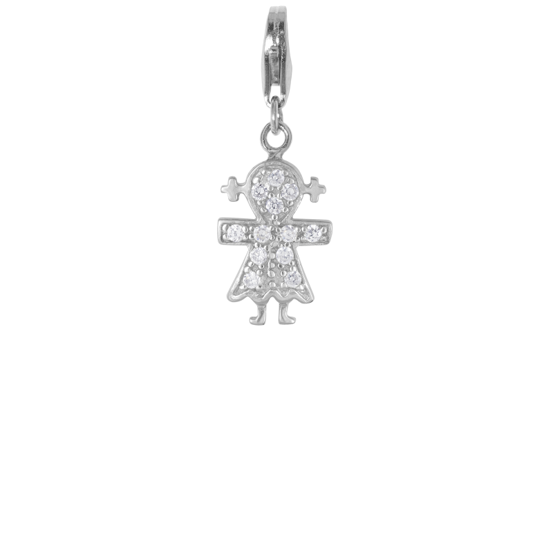 Alia for You 925 sterling silver little girl charm with white zirconia