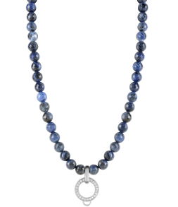 CHARM SODALITE NECKLACE - LARGE CHARM CARRIER WITH WHITE ZIRCONIA