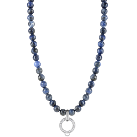 CHARM SODALITE NECKLACE - LARGE CHARM CARRIER WITH WHITE ZIRCONIA