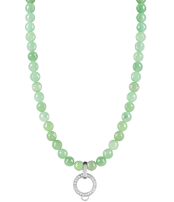 CHARM AVENTURINE NECKLACE - LARGE CHARM CARRIER WITH WHITE ZIRCONIA