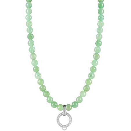 CHARM AVENTURINE NECKLACE - LARGE CHARM CARRIER WITH WHITE ZIRCONIA