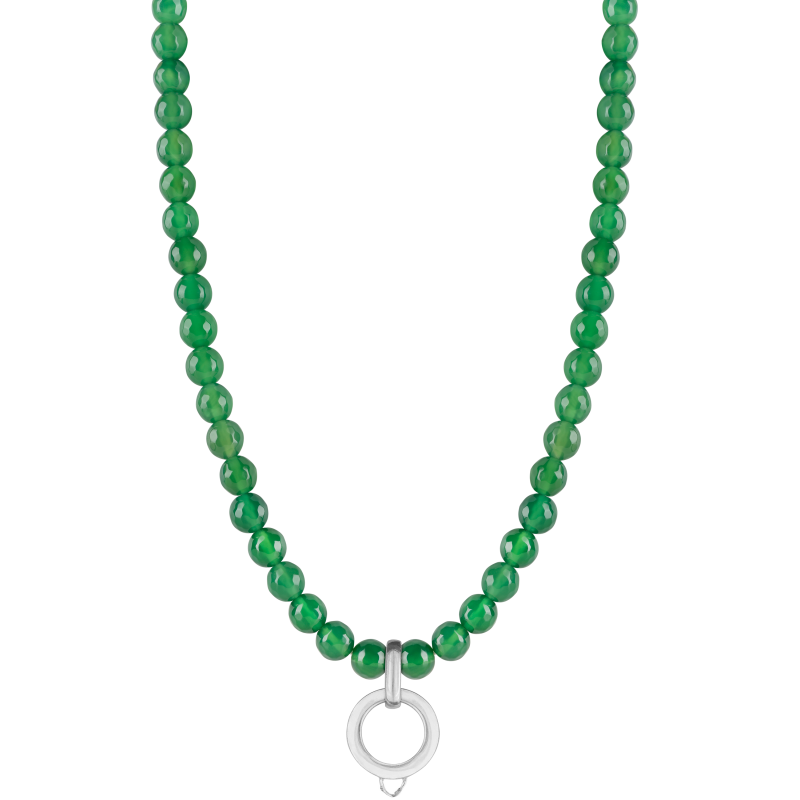 Green agate 925 sterling silver charm necklace