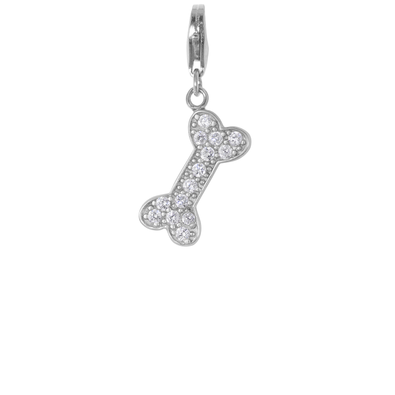 Alia for You 925 sterling silver bone charm with white zirconia