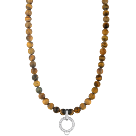 CHARM TIGER'S EYE NECKLACE - LARGE CHARM CARRIER WITH WHITE ZIRCONIA