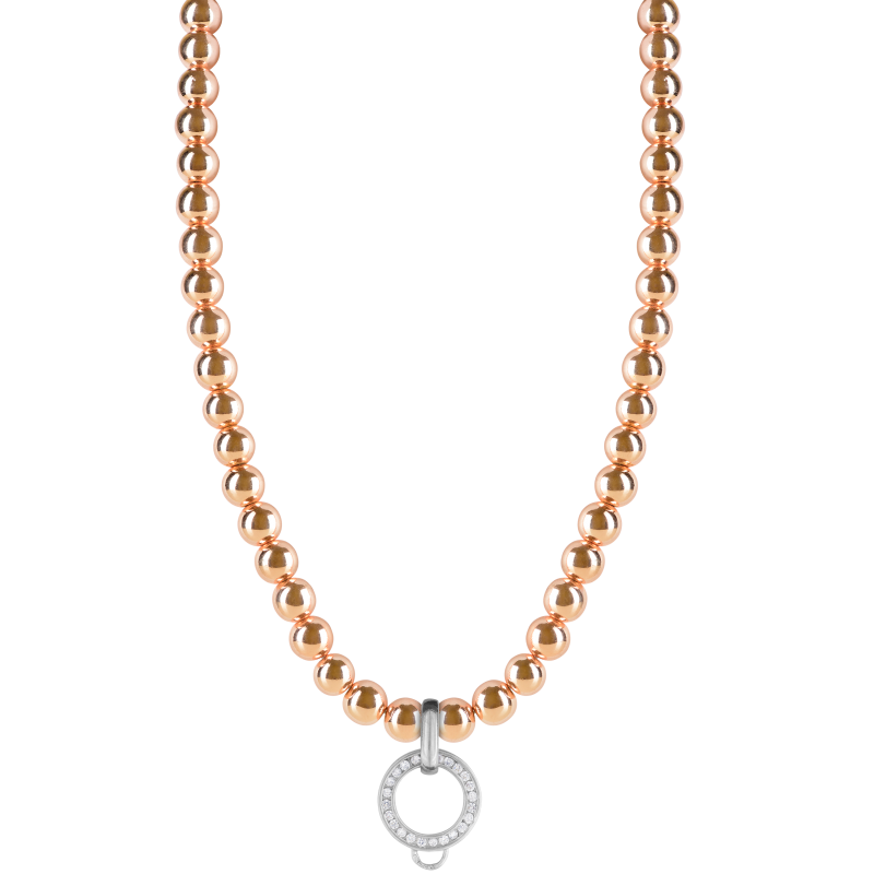 Rose gold haematite 925 sterling silver charm necklace