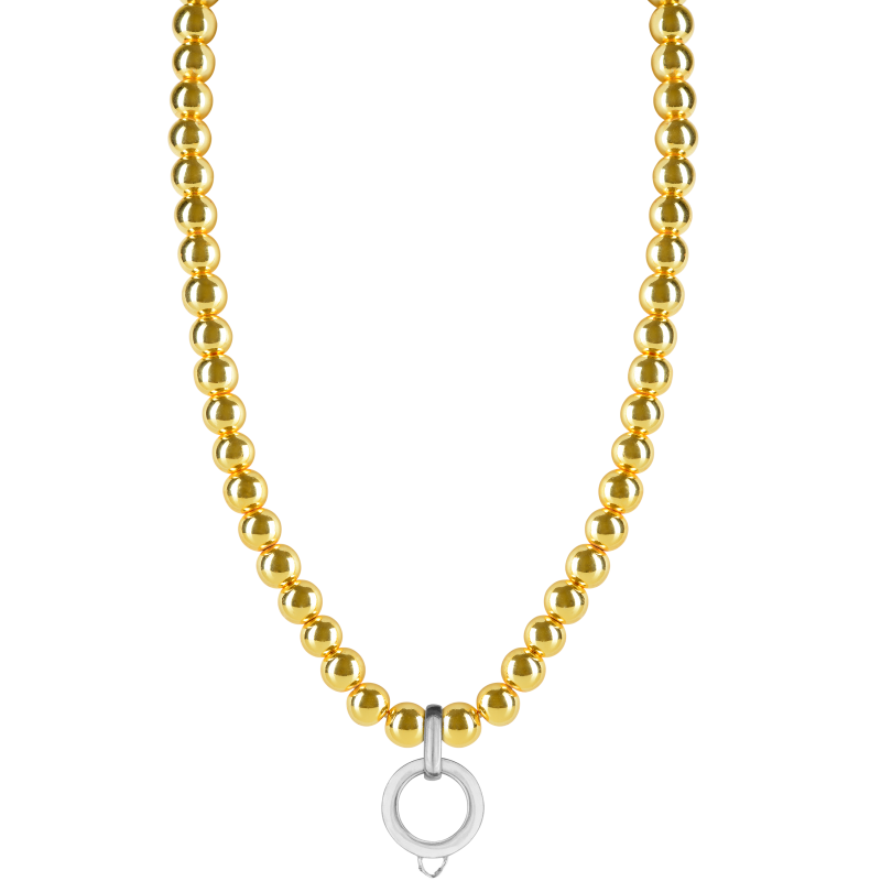 Yellow gold haematite 925 sterling silver charm necklace