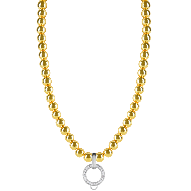 Yellow gold haematite 925 sterling silver charm necklace